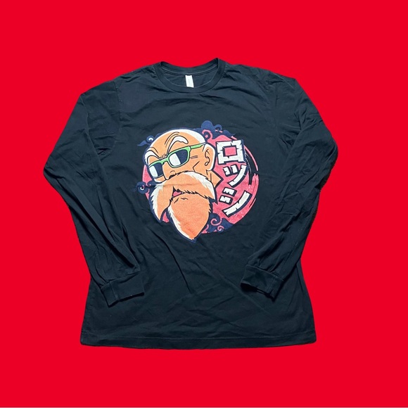 ☀️ Dargon Ball Z Master Roshi Anime Long Sleeve Tee Mens Size L Black - Picture 2 of 4